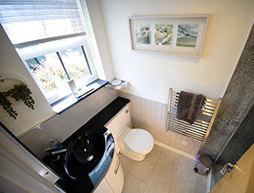 Heatherfield House Self Catering Accommodation contains a Modern Shower Room with Electric Towel Rail and Anti Steam Mirror