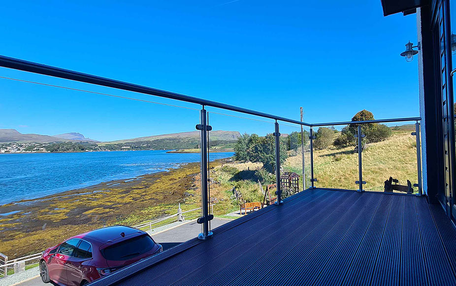 Our Bed and Breakfast Accommodation near Portree has Guest Balconies looking out on to sea views